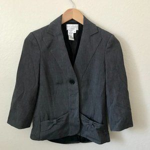 Max Studio Blazer with Bow Pockets, Gray, Size 4